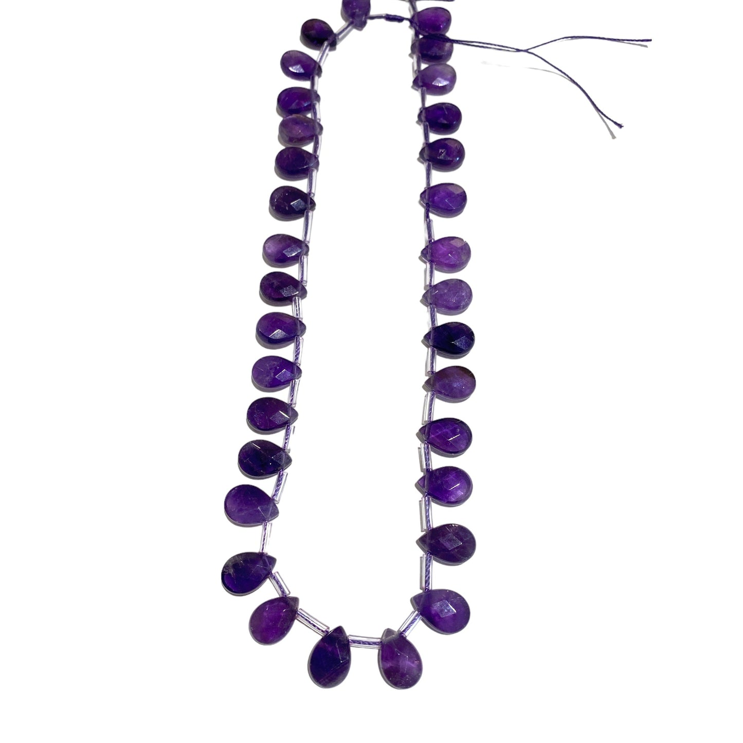 32 petits pendentifs Améthyste goutte facetté plate - Foliesbijoux