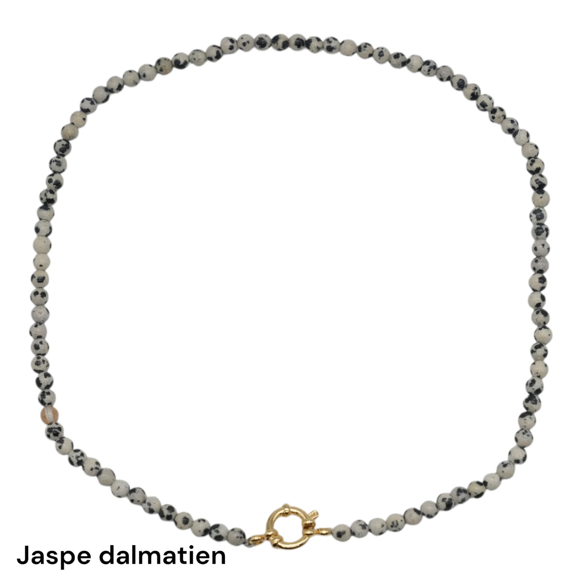 Collier 43 cm 4 mm avec fermoir boué en acier inoxydable dorée (20 pierres disponibles) - Foliesbijoux