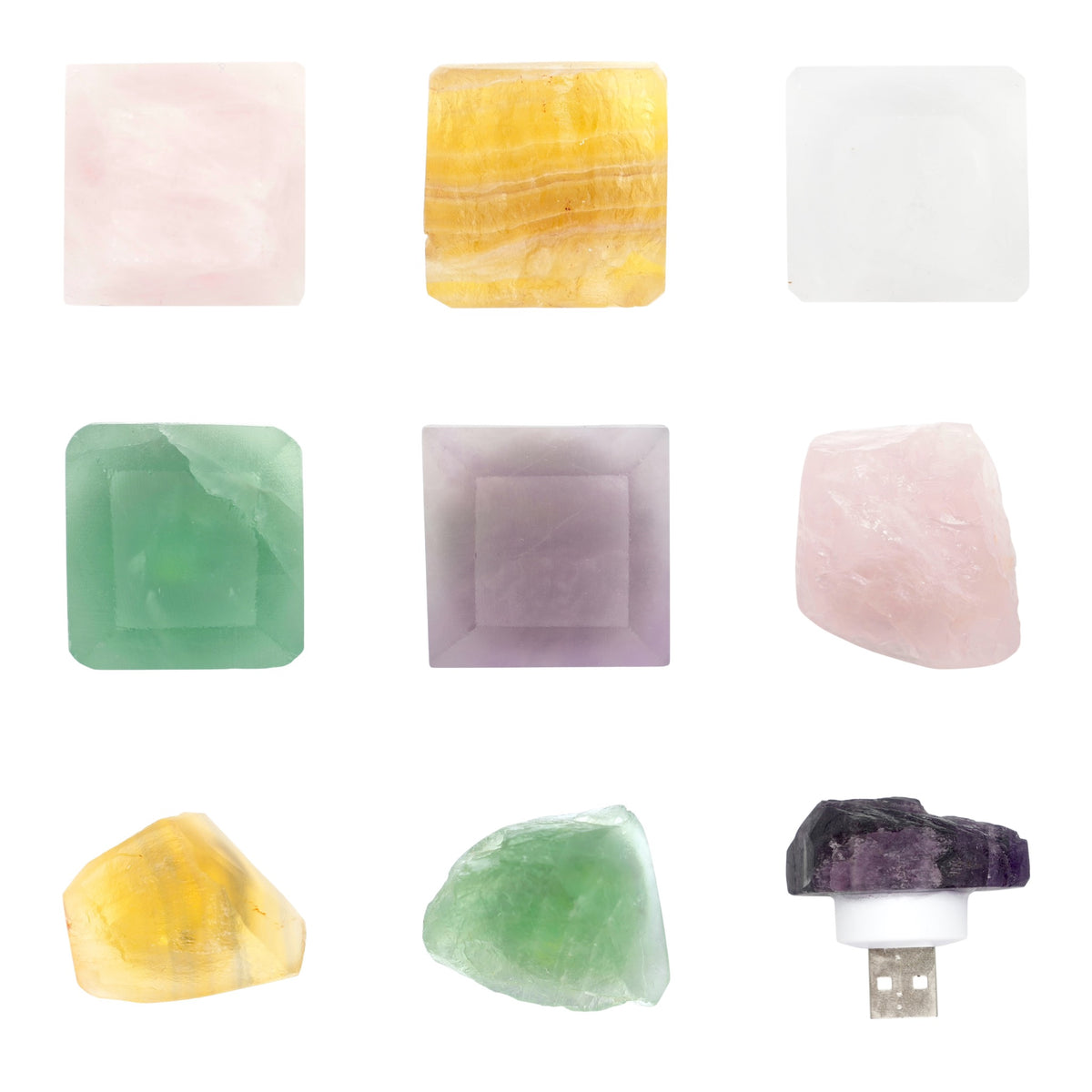 Lampe de nuit/ Veilleuse en pierre naturelle (5 pierres disponible) — Alimentation USB-A