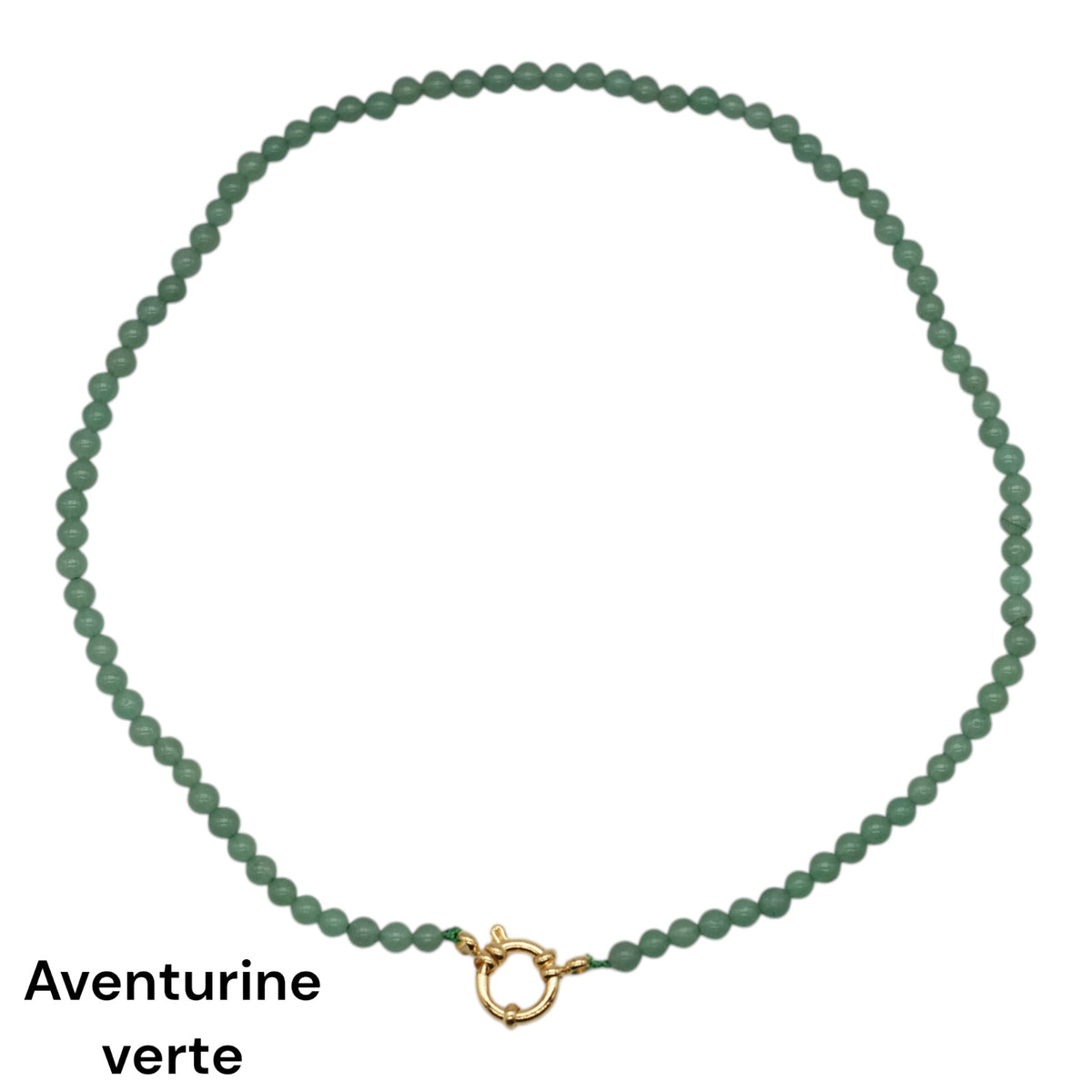 Collier 43 cm 4 mm avec fermoir boué en acier inoxydable dorée (20 pierres disponibles) - Foliesbijoux
