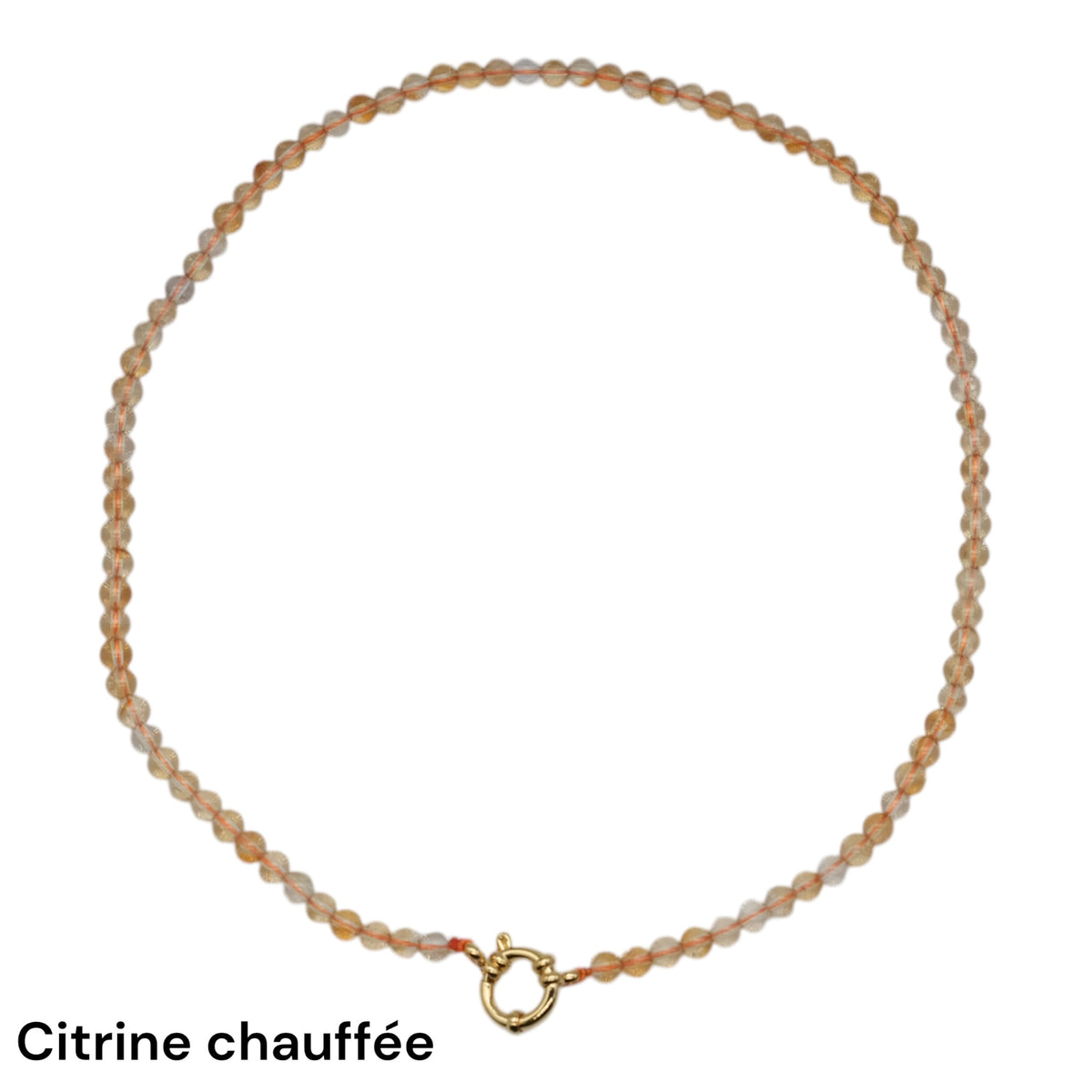 Collier 43 cm en 4 mm avec fermoir boué en acier inoxydable dorée (20 pierres disponibles) - Foliesbijoux
