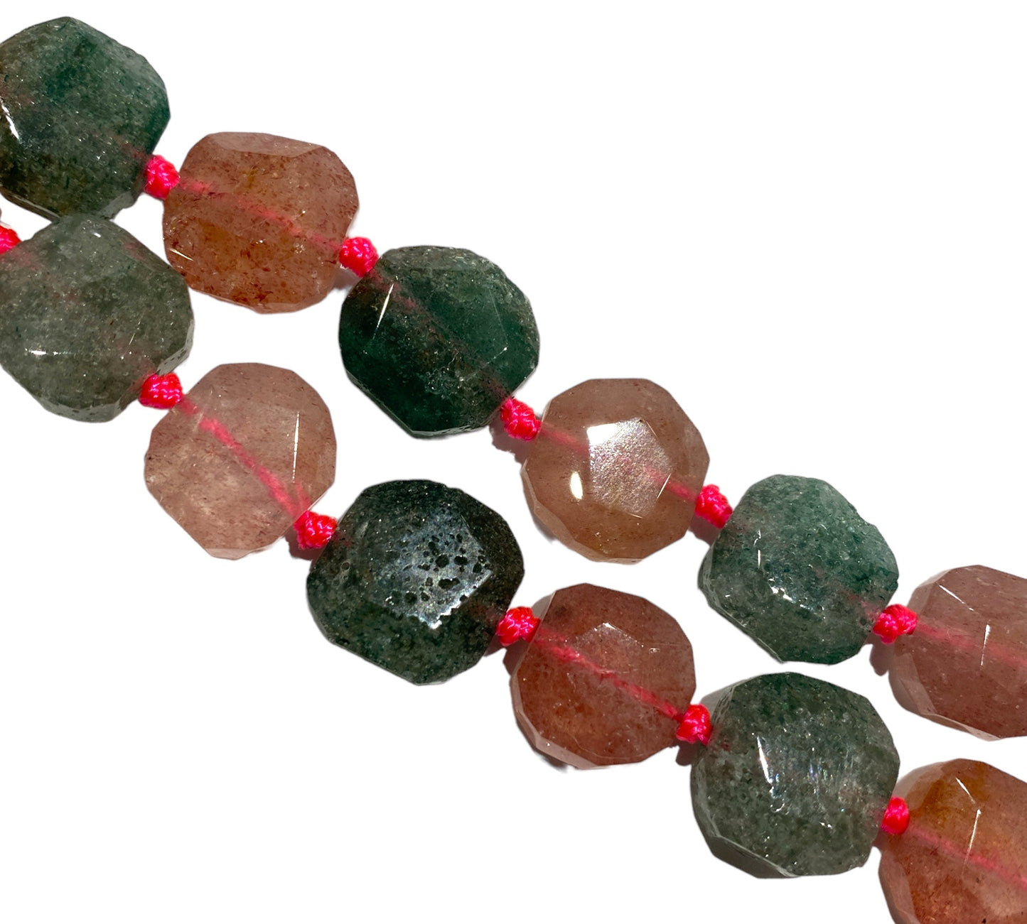 Collier Quartz à Lepidocrocite rose & verte - Foliesbijoux