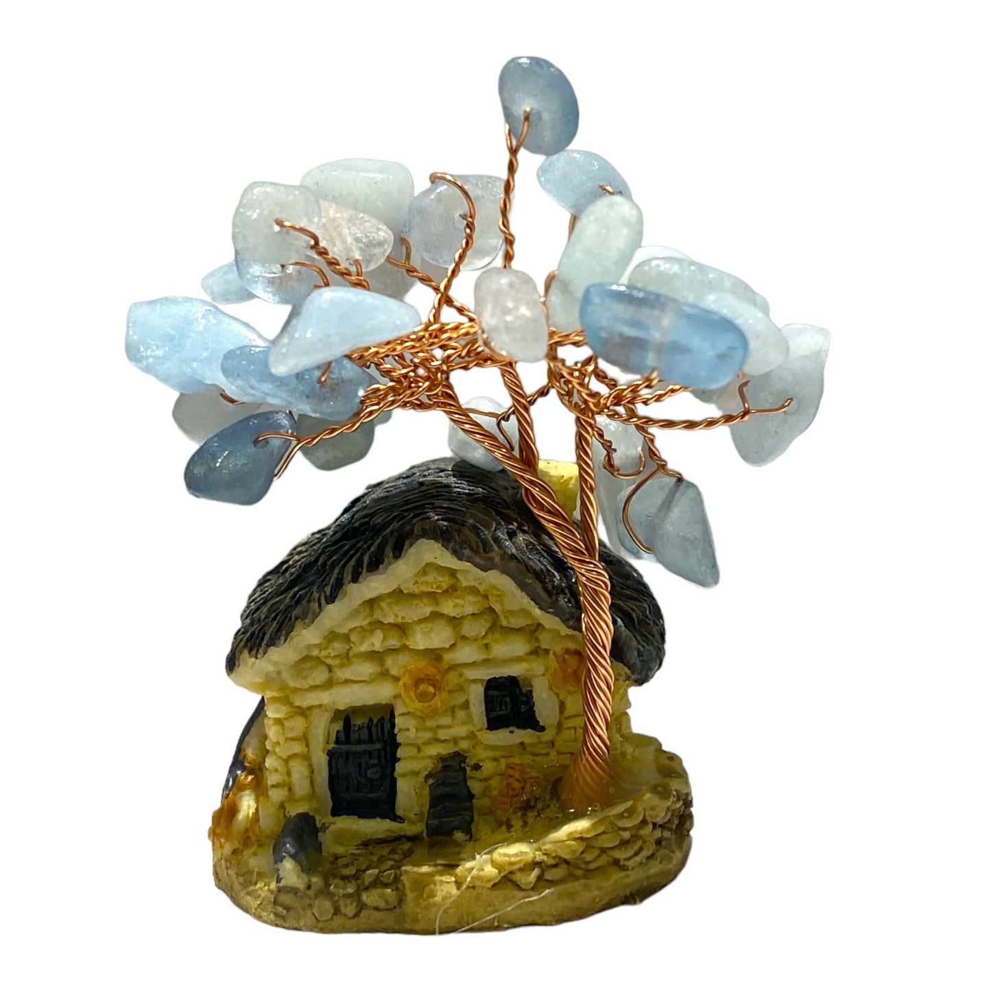 3 Maisons avec Arbre de vie en Aigue marine - Foliesbijoux