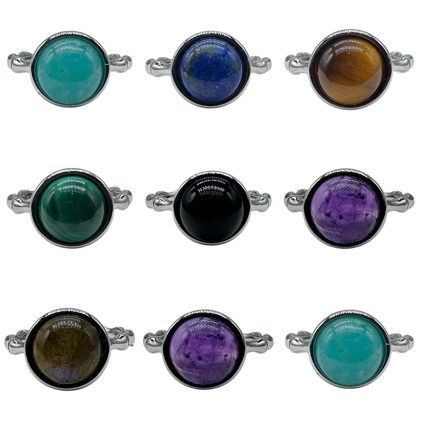 Bague en laiton rhodié & pierre naturelle (Réglable) #3 - Foliesbijoux