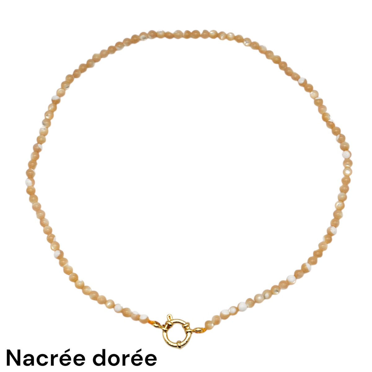 Collier 43 cm 4 mm avec fermoir boué en acier inoxydable dorée (20 pierres disponibles) - Foliesbijoux