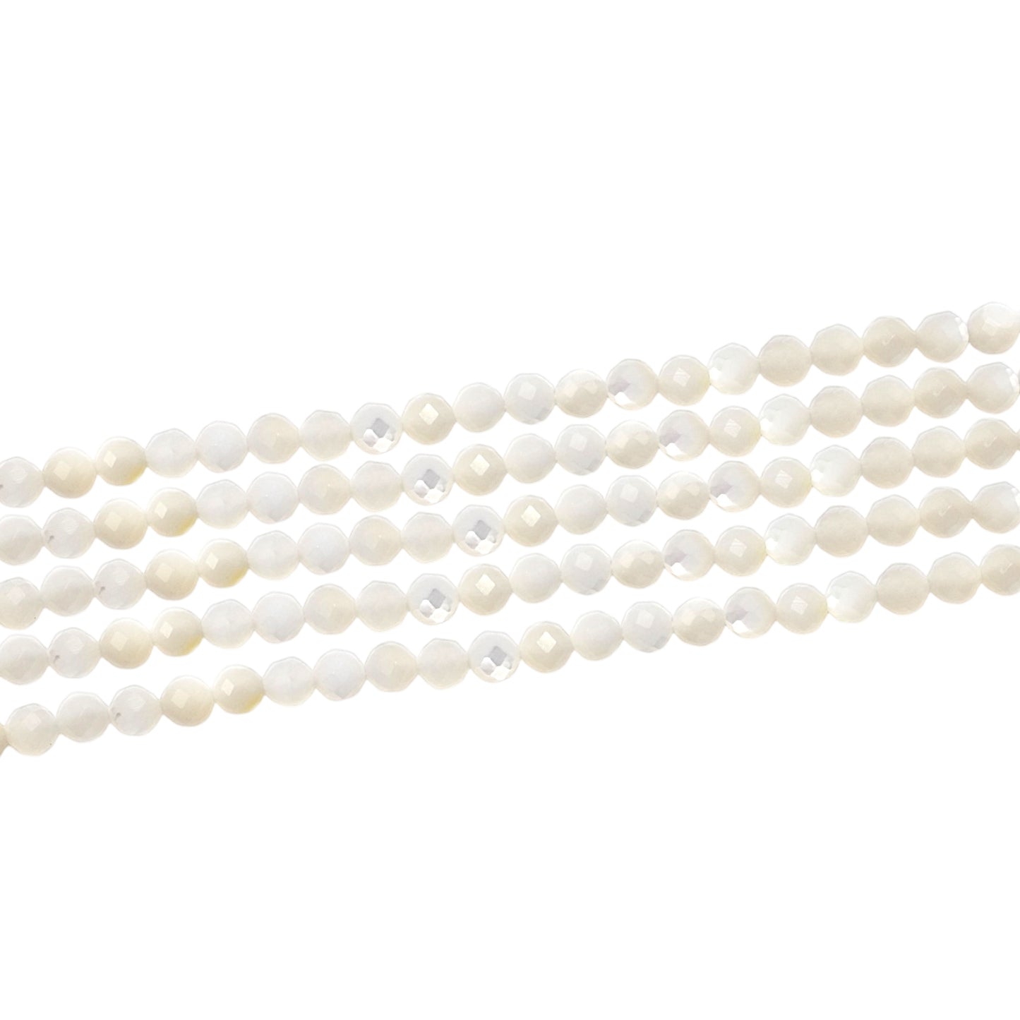 Fil Nacre blanche en perle facetté - Foliesbijoux