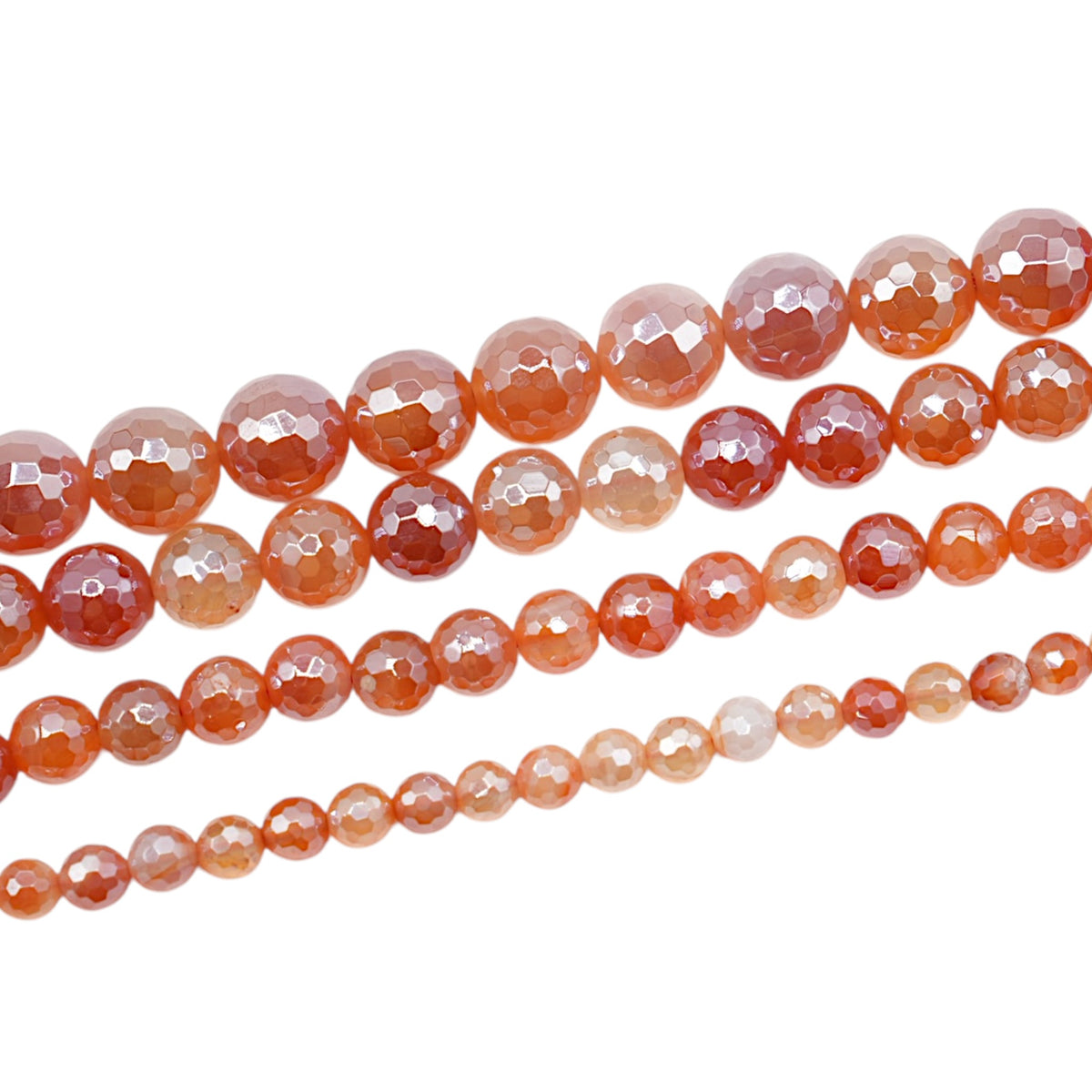 Fil de perles Agate orange facettée ronde