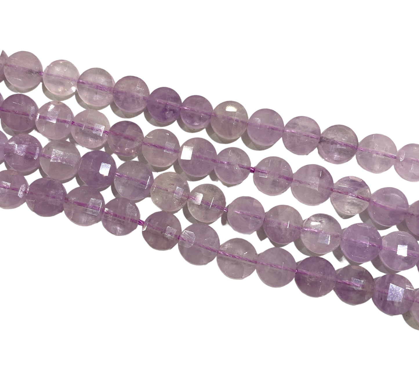Fil d’Amethyste Lavande en rond plat facetté 6x6 - Foliesbijoux
