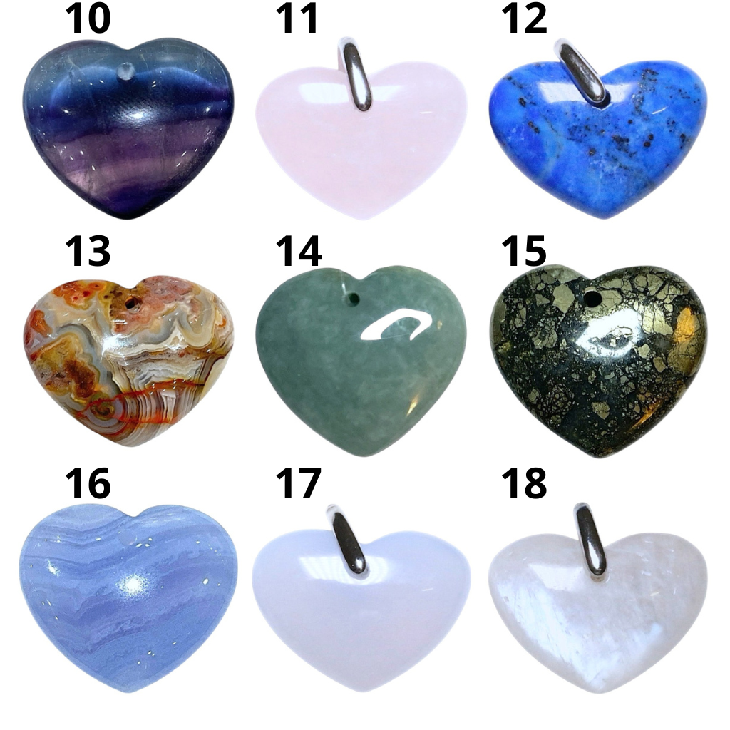 Spécial St-Valentin - Collier perle d’eau douce 8-9 mm avec pendentif forme coeur (bélière doré) (20 pierres disponible) - Foliesbijoux