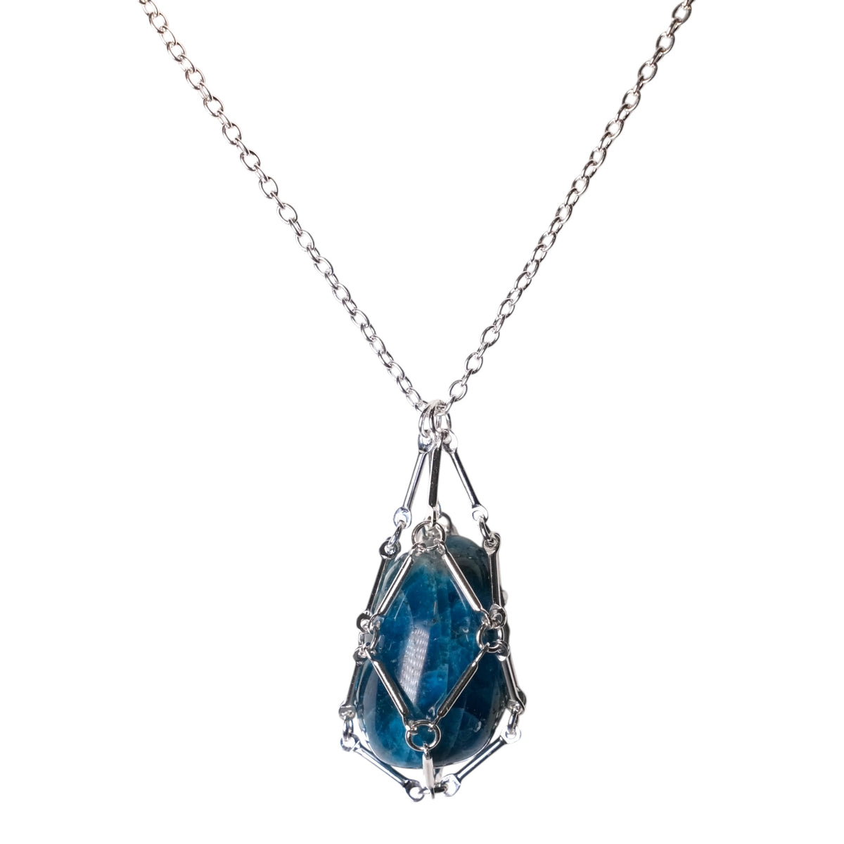 Collier porte pierre 60 cm acier inoxydable claire (pierre non incluse) - Foliesbijoux