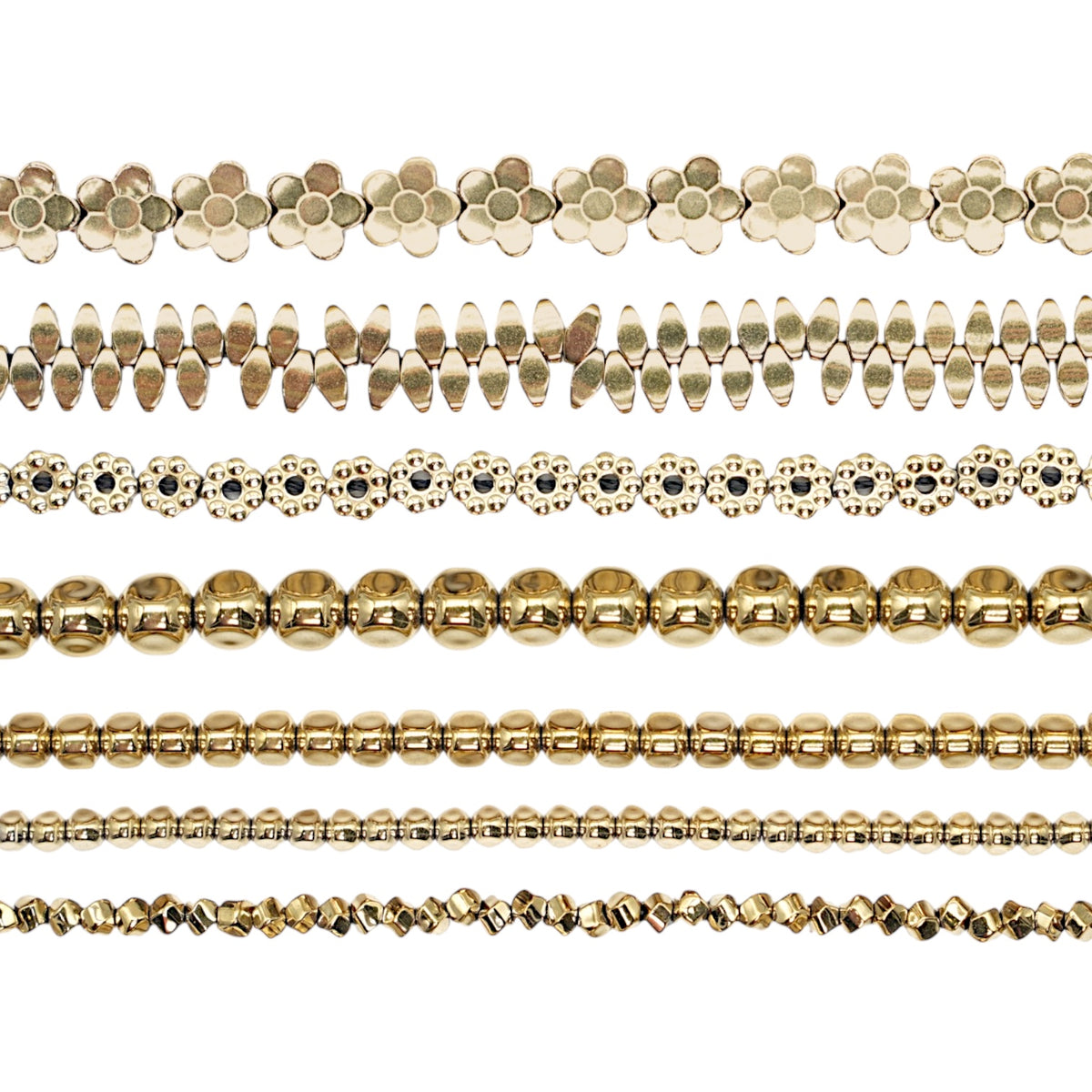 Strand of electroplated gold Hematite beads HED (235 to 239)