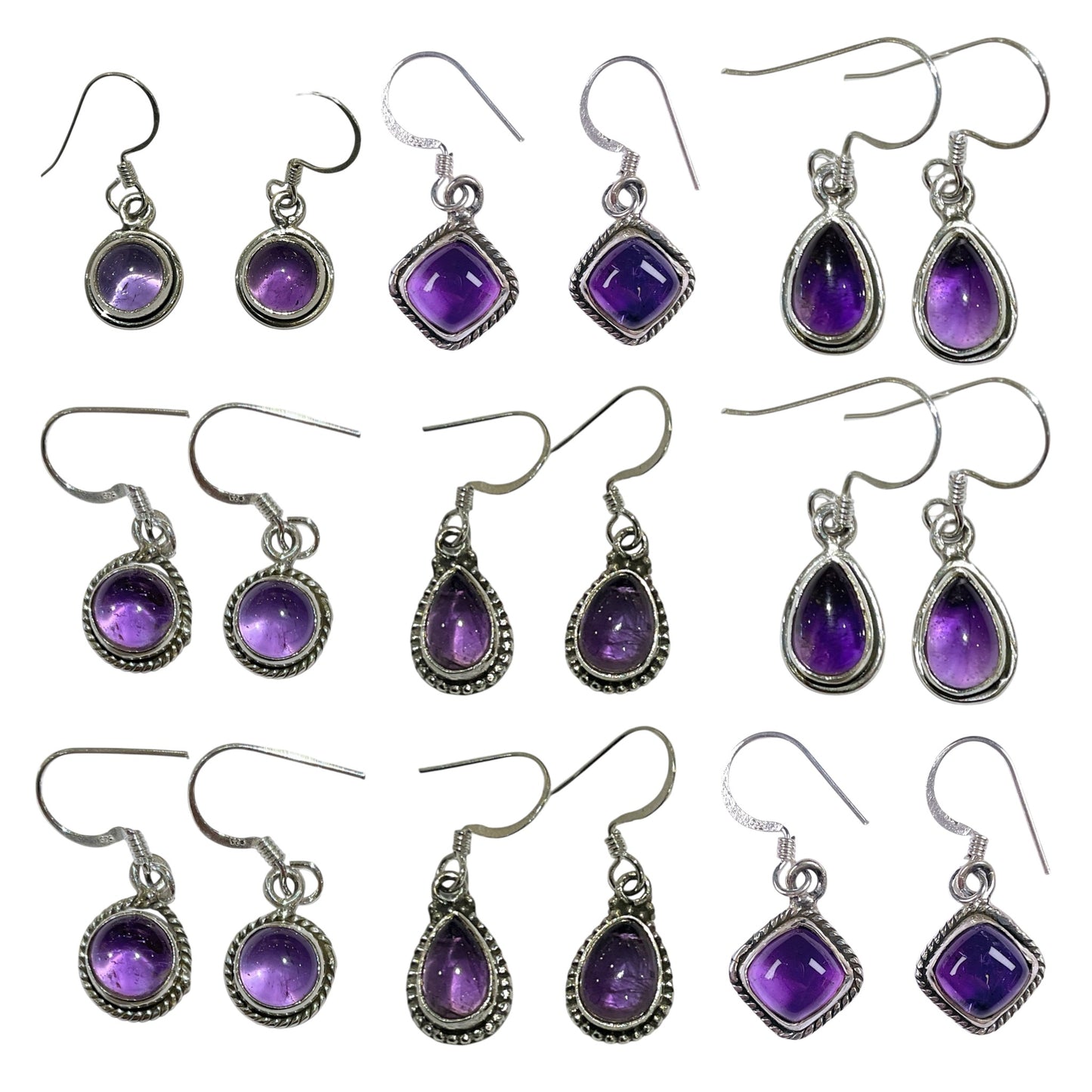 Boucle d'oreille en Argent 925 et Améthyste modèle aléatoire - Foliesbijoux