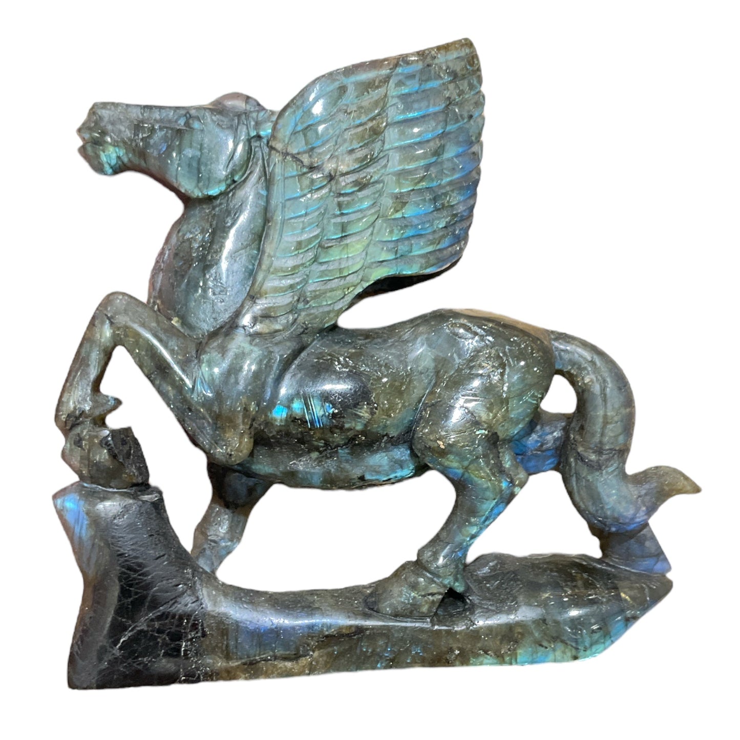 Figurine Pégase en Labradorite- modele unique - Foliesbijoux