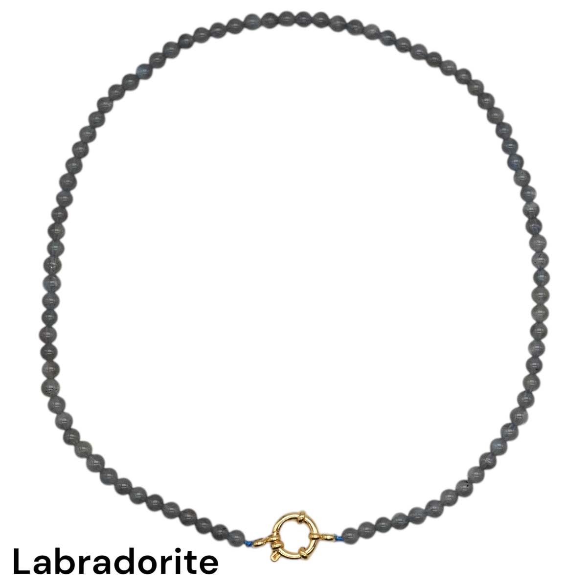 Collier 43 cm en 4 mm avec fermoir boué en acier inoxydable dorée (20 pierres disponibles) - Foliesbijoux