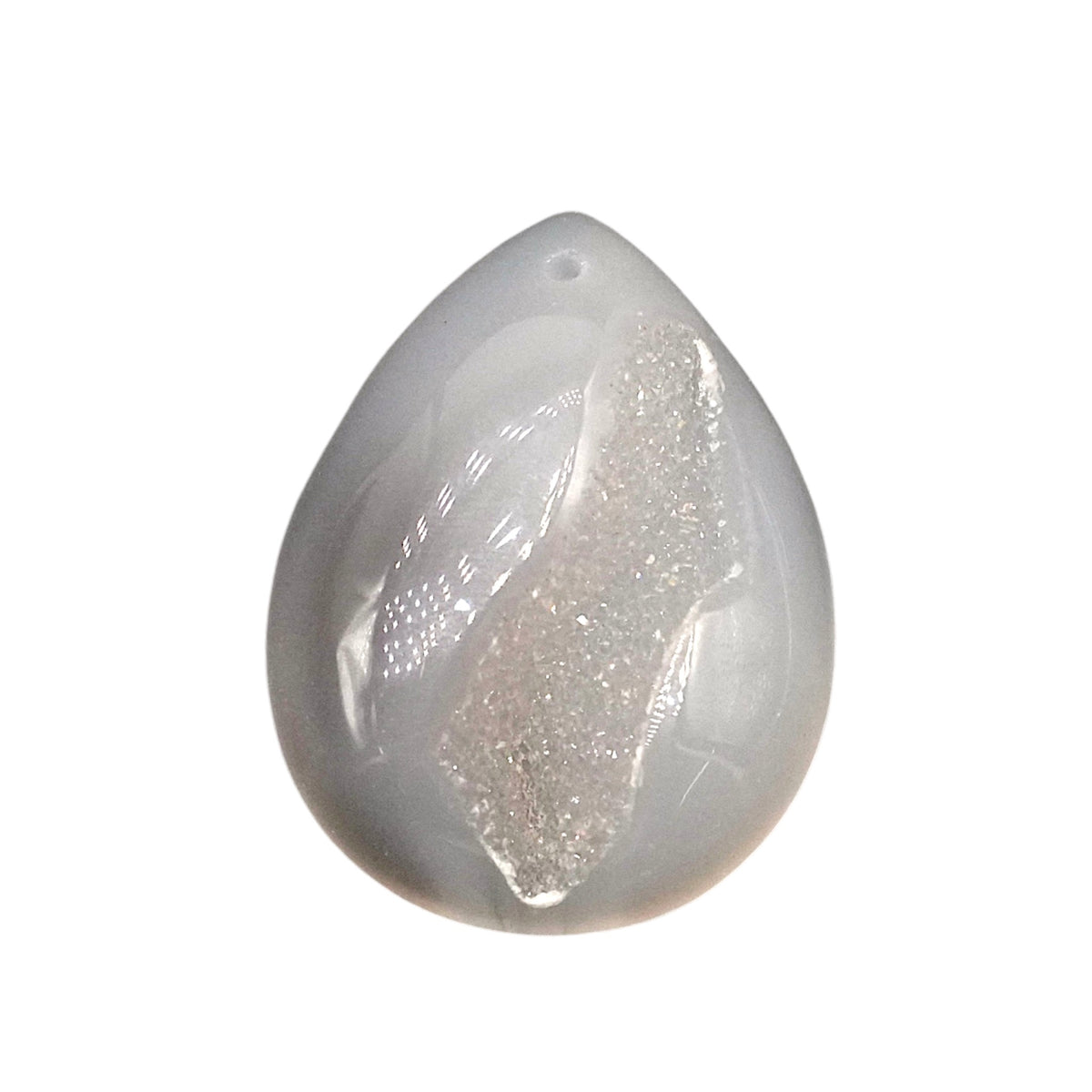 Pendentif Agate botswana avec inclusion de quartz - Foliesbijoux
