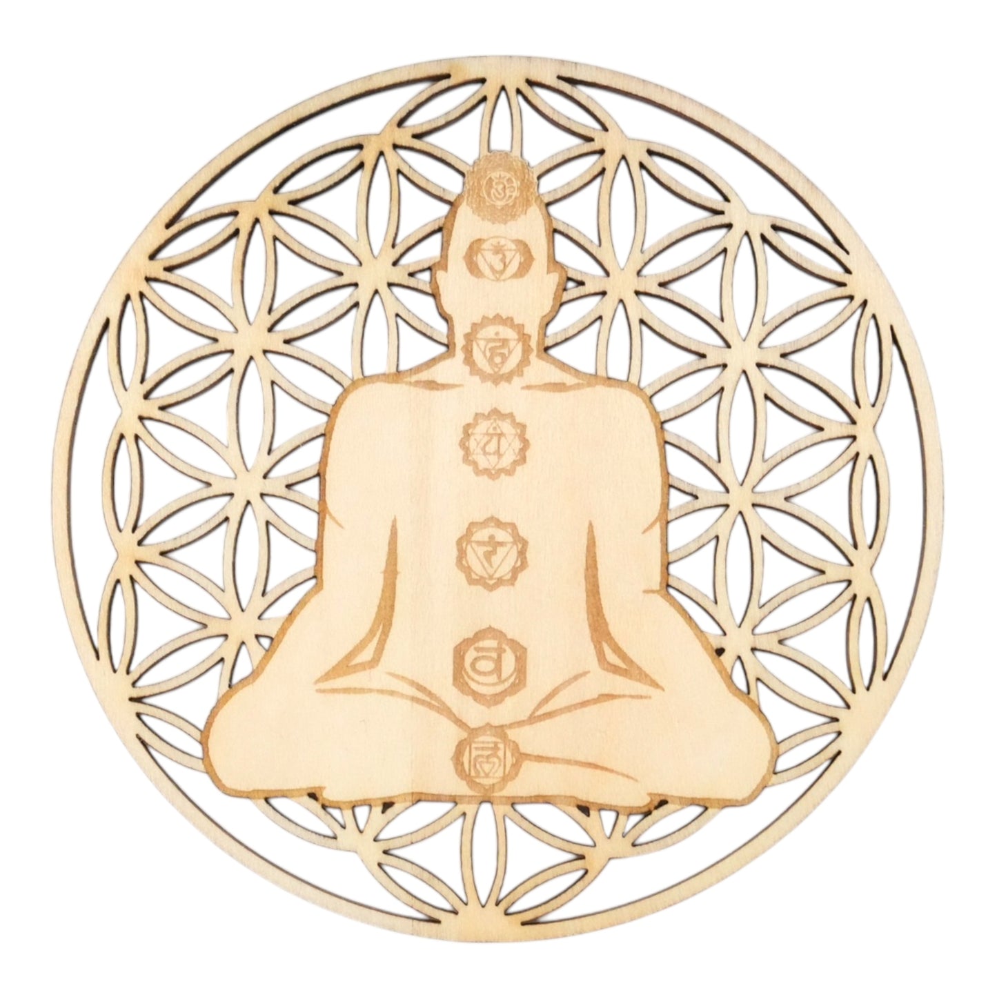 Fleur de vie découpée méditation en bois (référence: ESO-085) - Foliesbijoux