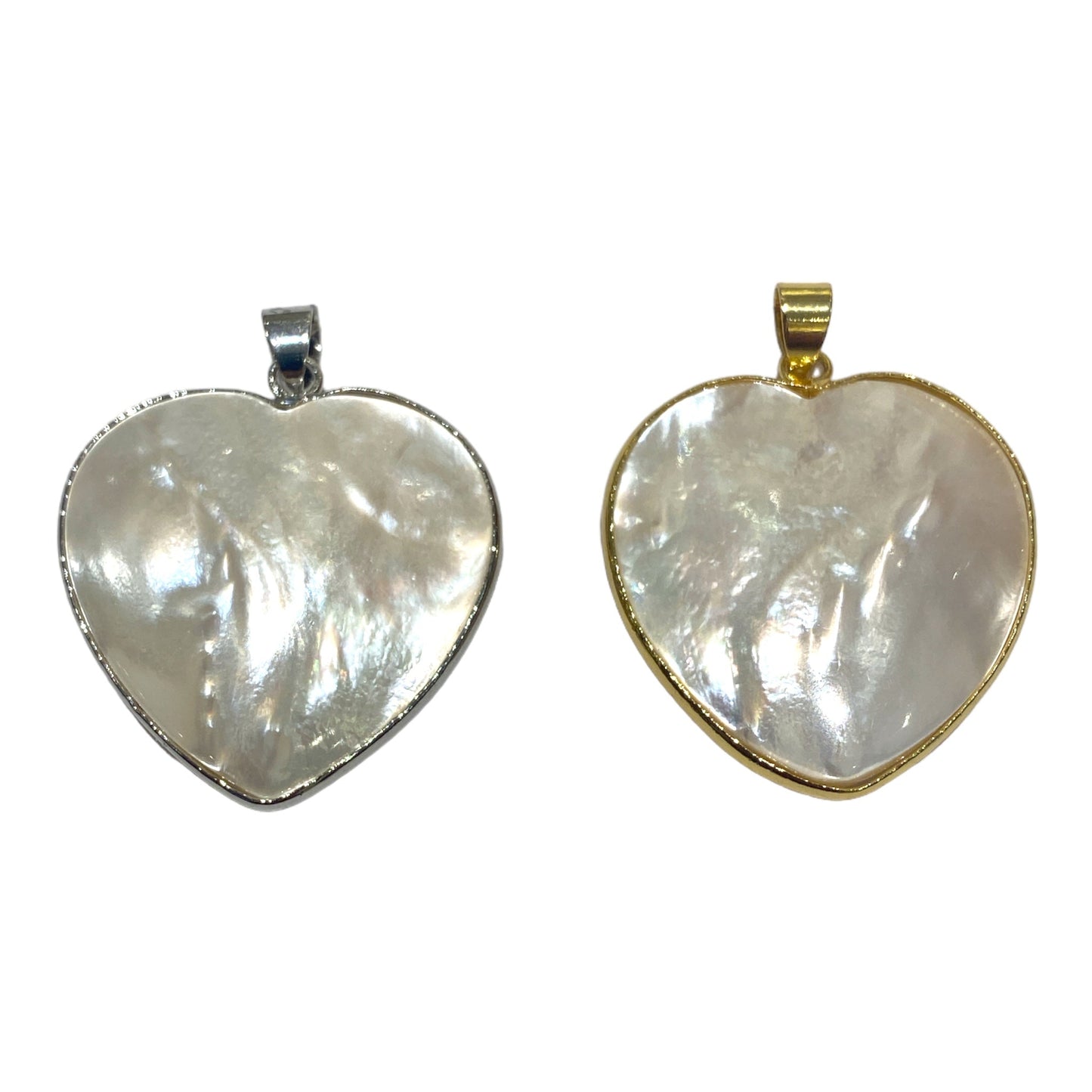 Pendentif forme coeur sertie en nacre - Foliesbijoux