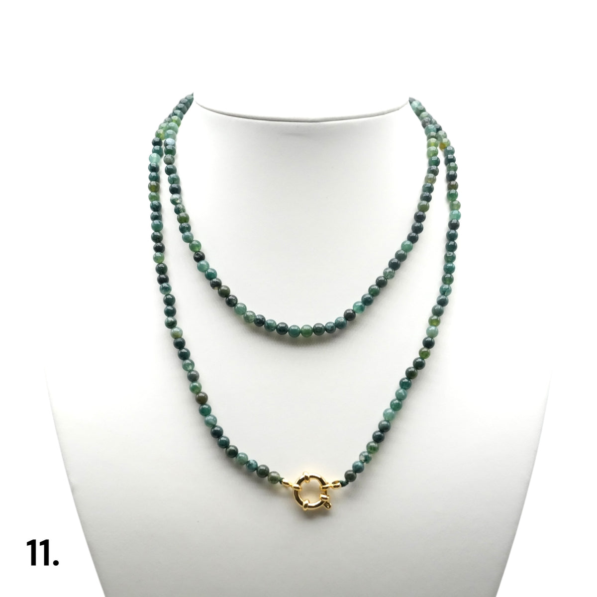 Collier sautoir 80 cm 4 mm avec fermoir boué en acier inoxydable dorée (16 pierres disponibles) - Foliesbijoux