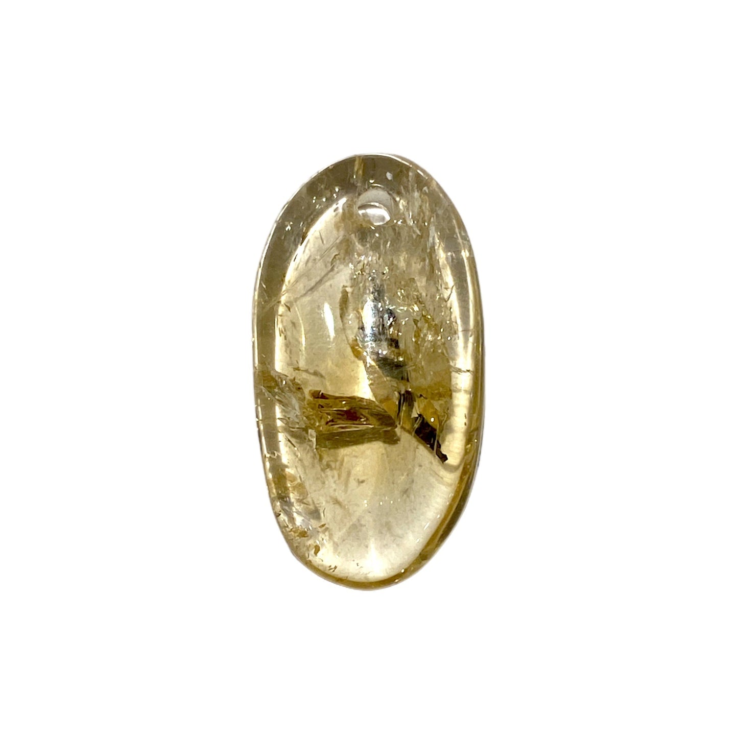 Pendentif Citrine chauffée ovale percé devant - Foliesbijoux