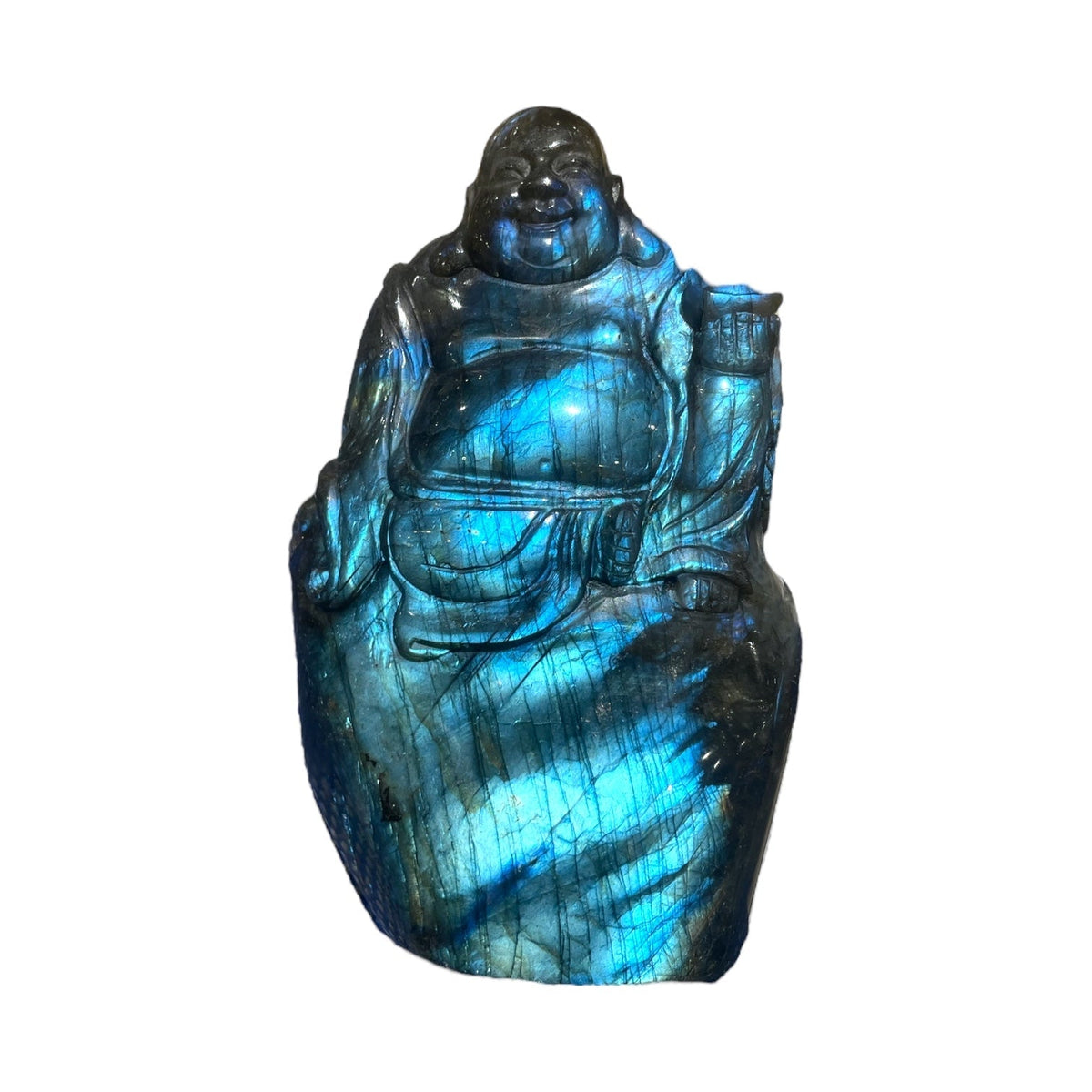 Figurine Bouddha en Labradorite pièce unique 11x7x3cm numéro B3 - Foliesbijoux