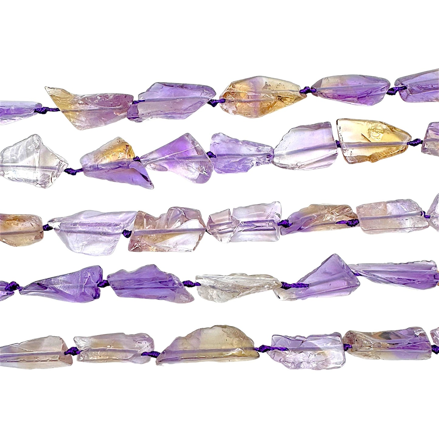 Fil de perle en Améthyste-Citrine chauffée Amétrine AA 10 x 40 mm - Foliesbijoux