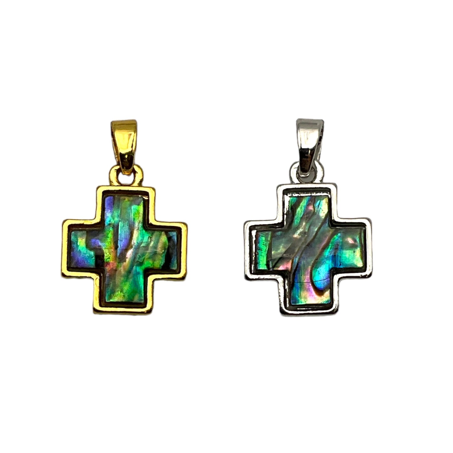 Pendentif nacre abalone croix 1 x 1 cm - Foliesbijoux