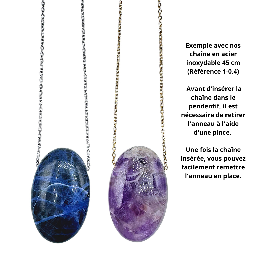 Pendentif forme ovale percé sur le côté (9 pierres différentes) - Foliesbijoux