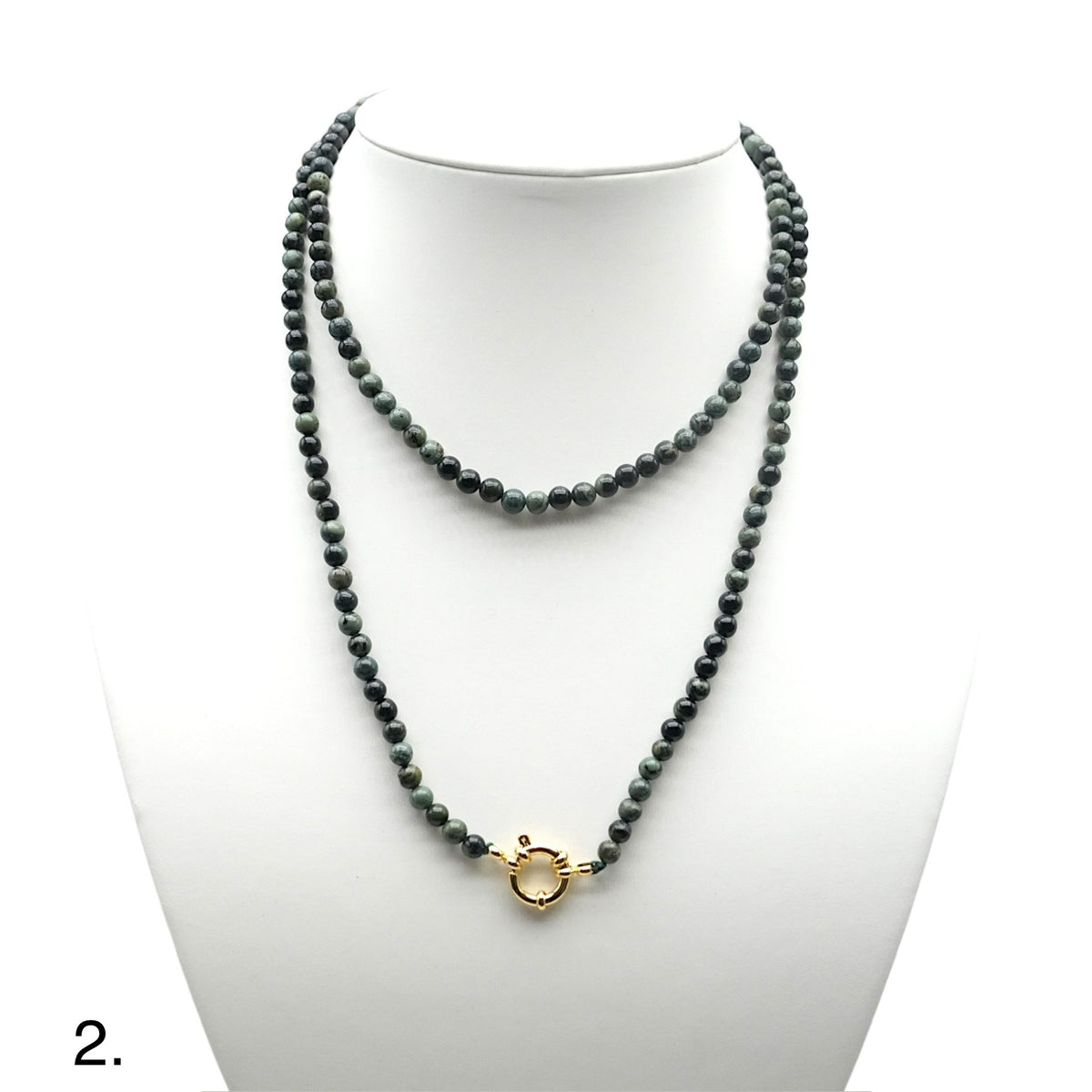 Collier sautoir 80 cm 4 mm avec fermoir boué en acier inoxydable dorée (16 pierres disponibles) - Foliesbijoux
