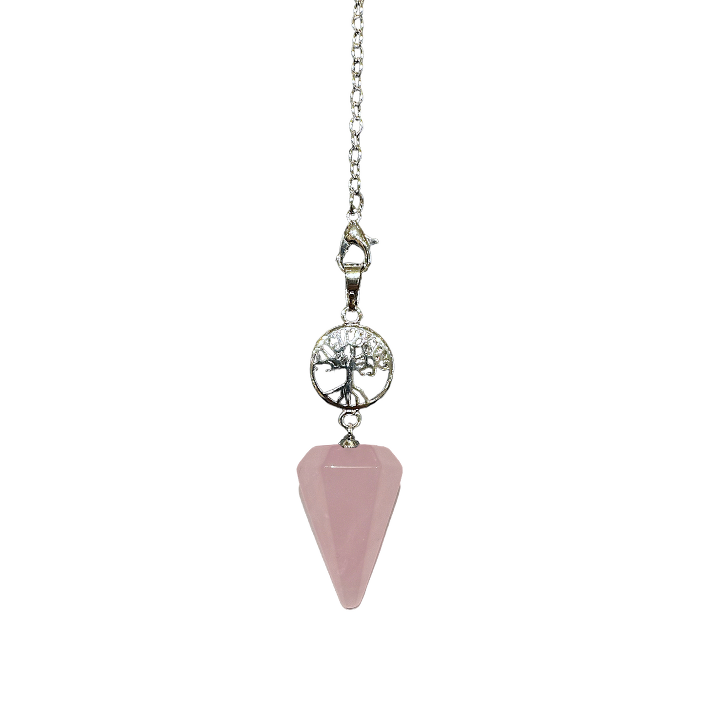 Pendule Arbre de vie cone Quartz rose - Foliesbijoux
