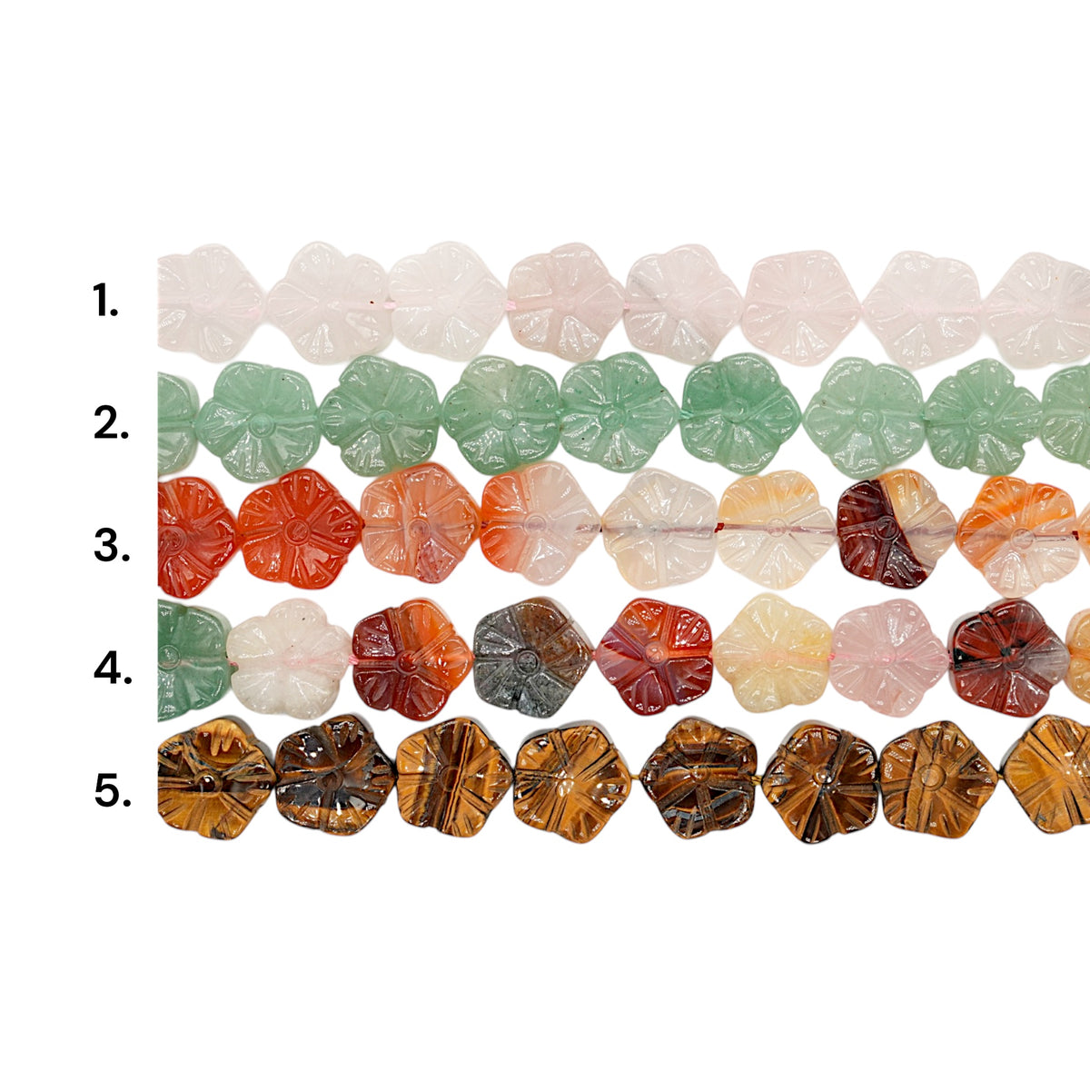 Hibiscus-shaped pearl strand 14 mm reference 60 (6 stones available)