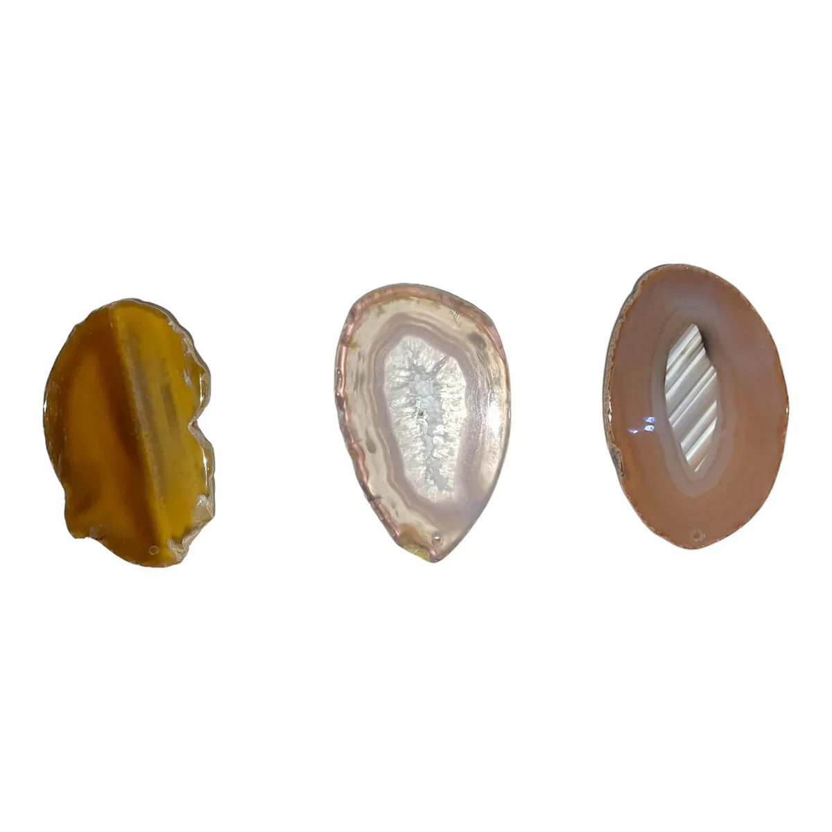 Pendentif tranche d’Agate chauffée percé devant - Foliesbijoux