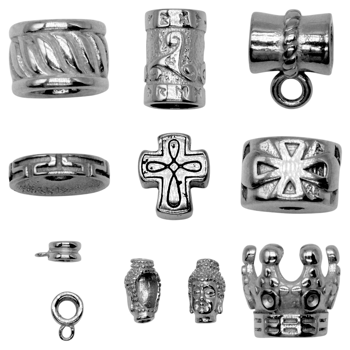 Lot de 10 breloques intercalaire acier inoxydable argenté (10 modèles disponible) A-23 à A-35