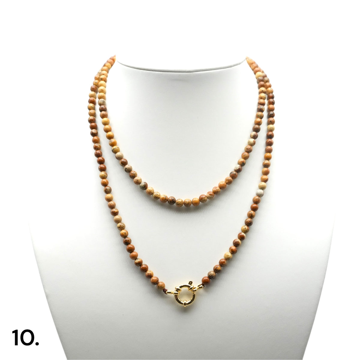 Collier sautoir 80 cm 4 mm avec fermoir boué en acier inoxydable dorée (16 pierres disponibles) - Foliesbijoux