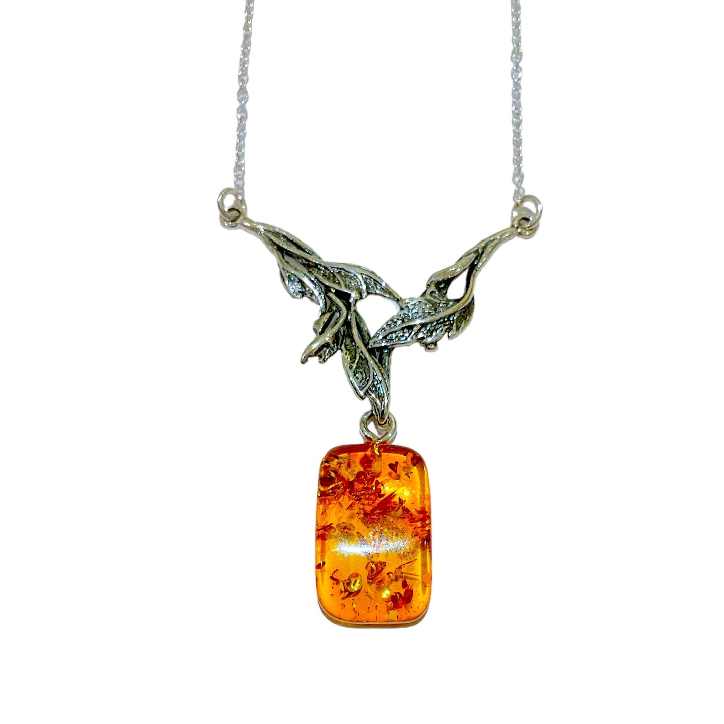 Collier ambre & argent - Foliesbijoux