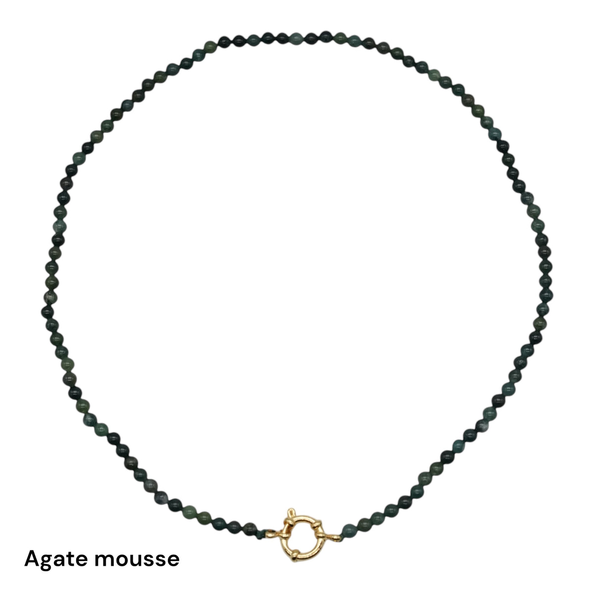 Collier 43 cm 4 mm avec fermoir boué en acier inoxydable dorée (20 pierres disponibles) - Foliesbijoux