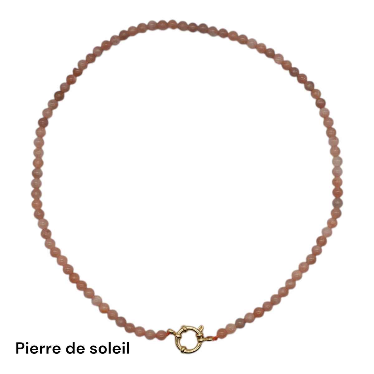 Collier 43 cm en 4 mm avec fermoir boué en acier inoxydable dorée (20 pierres disponibles) - Foliesbijoux