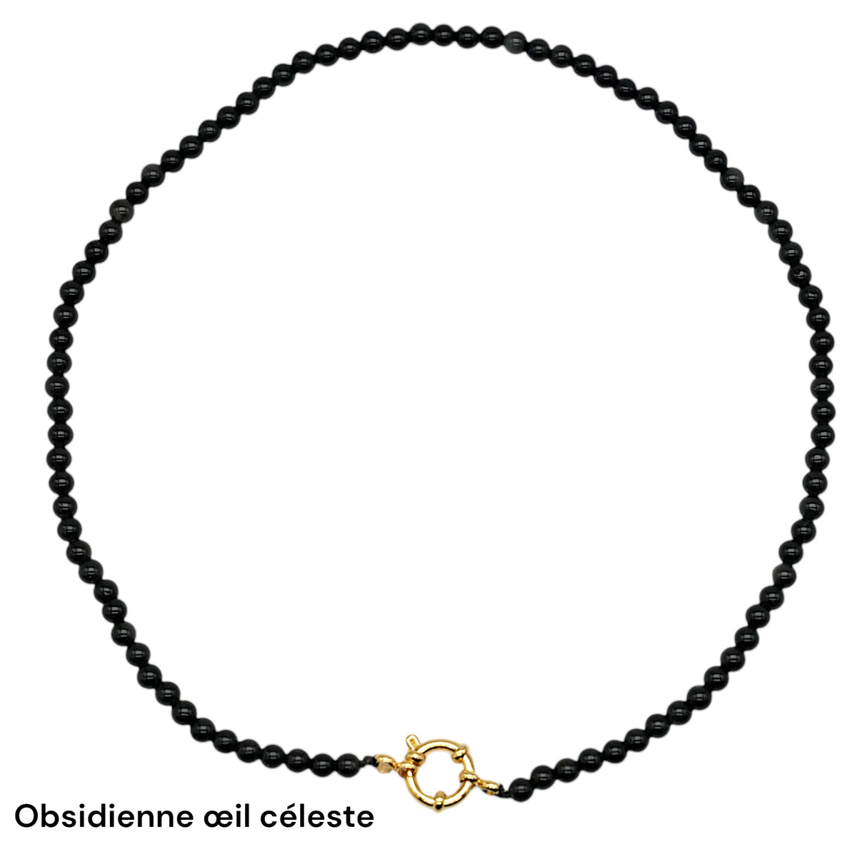 Collier 43 cm 4 mm avec fermoir boué en acier inoxydable dorée (20 pierres disponibles) - Foliesbijoux