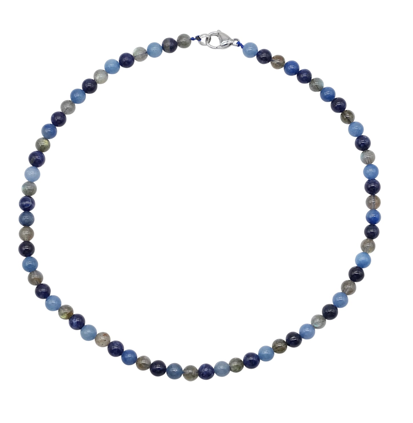 Collier pour hypersensible/communication AA avec fermoir acier inoxydable — aventurine bleue, labradorite & sodalite (numéro 12) - Foliesbijoux