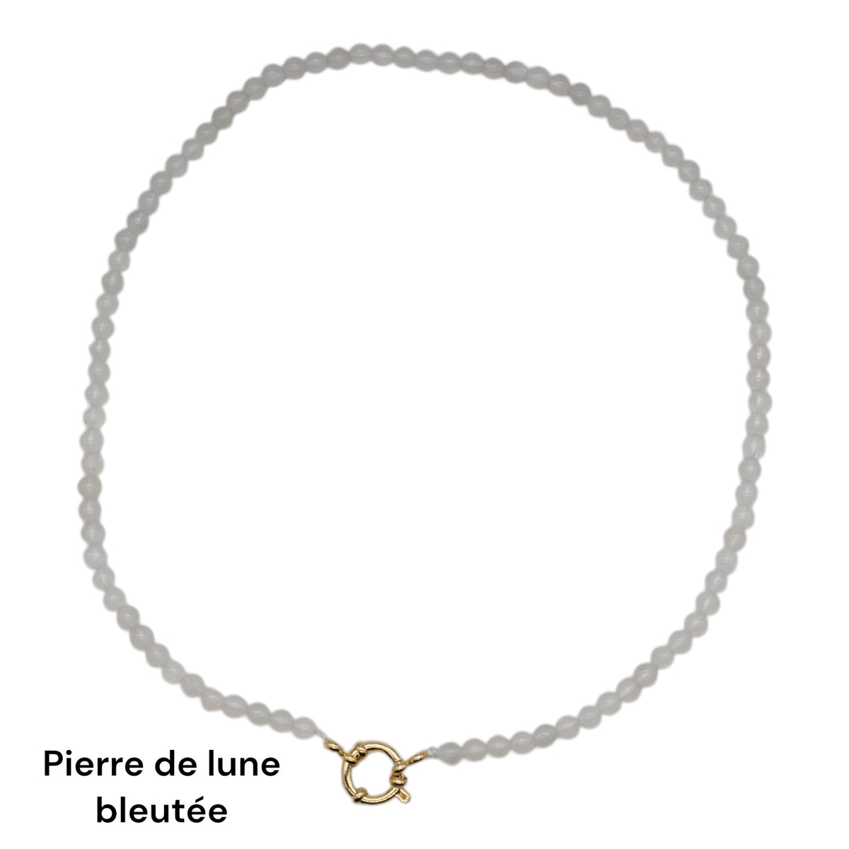 Collier 4 mm avec fermoir boué en acier inoxydable dorée avec pendentif goutte 15x20 mm (10 pierres disponibles) - Foliesbijoux