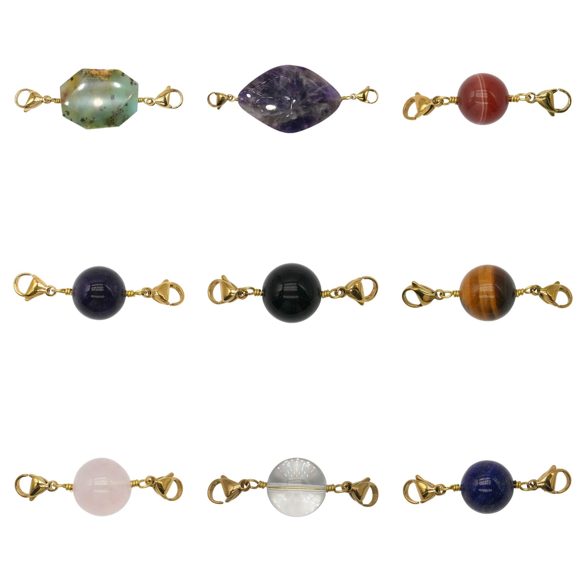 Pendentif Charm personnalisable embout deux mousquetons (9 pierres disponible)(chaîne non incluse) - Foliesbijoux