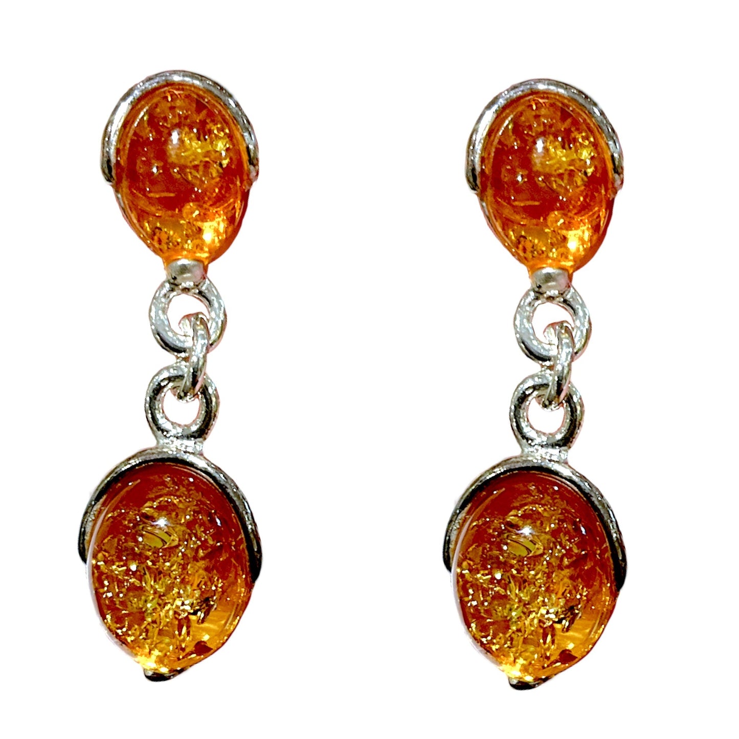 Boucle d'oreille pendante en ambre & Argent 925 (#46) - Foliesbijoux