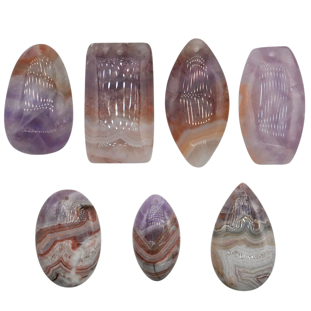 Pendentif Agate inclusion Améthyste (7 formes disponible) - Foliesbijoux