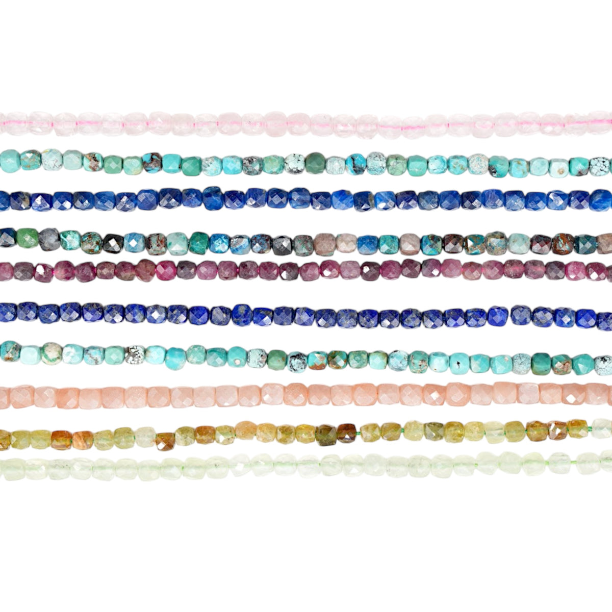 Fil de perles cube facetté 4x4 mm (40 pierres disponibles)
