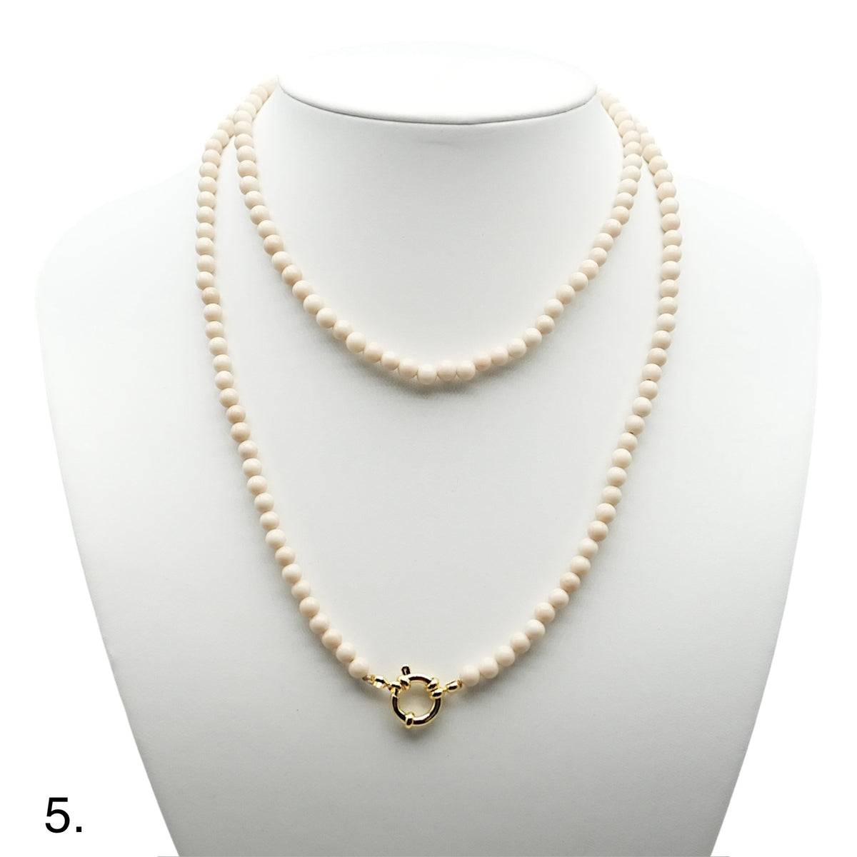 Collier sautoir 80 cm 4 mm avec fermoir boué en acier inoxydable dorée (16 pierres disponibles) - Foliesbijoux