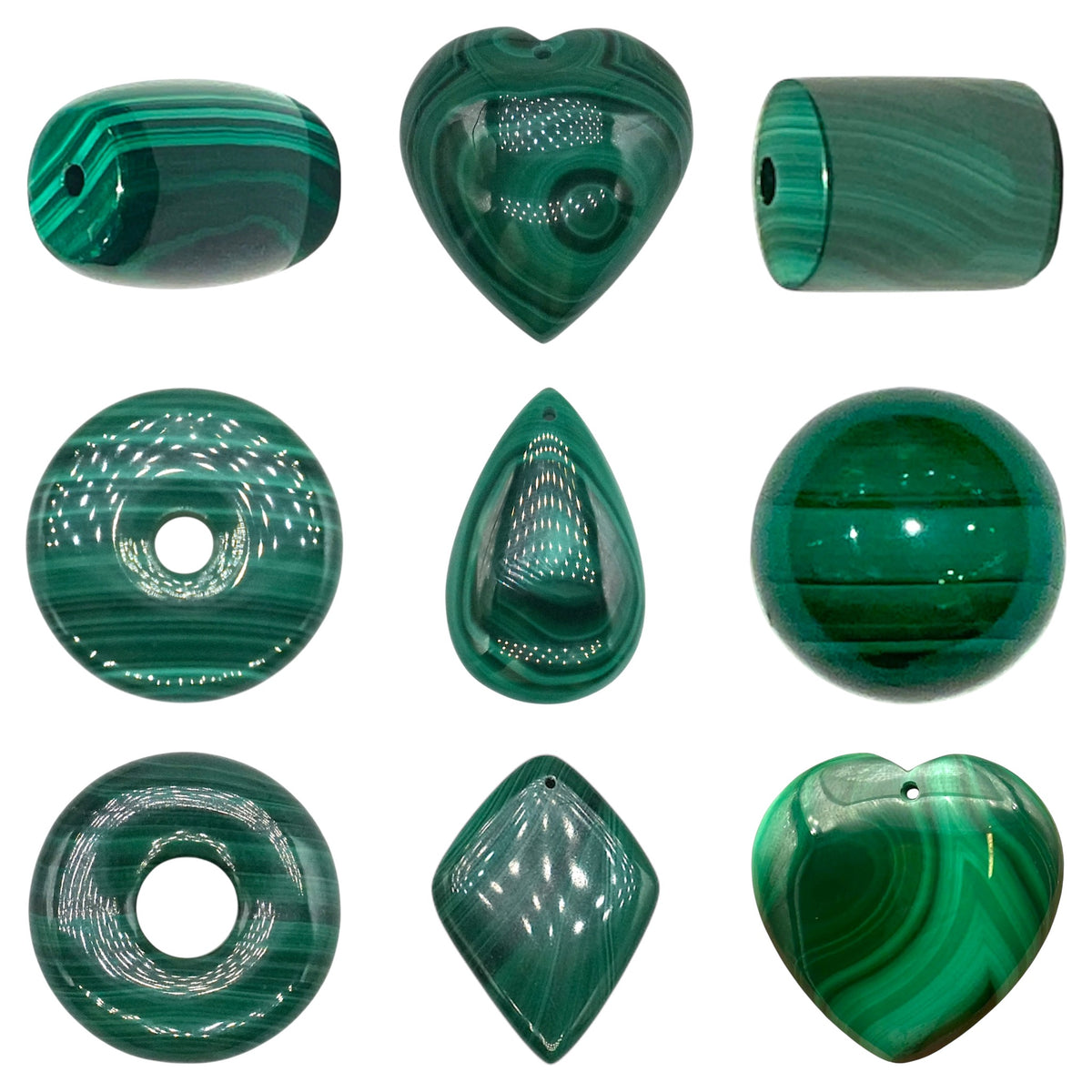 Pendentif en malachite (9 formes disponible) - Foliesbijoux