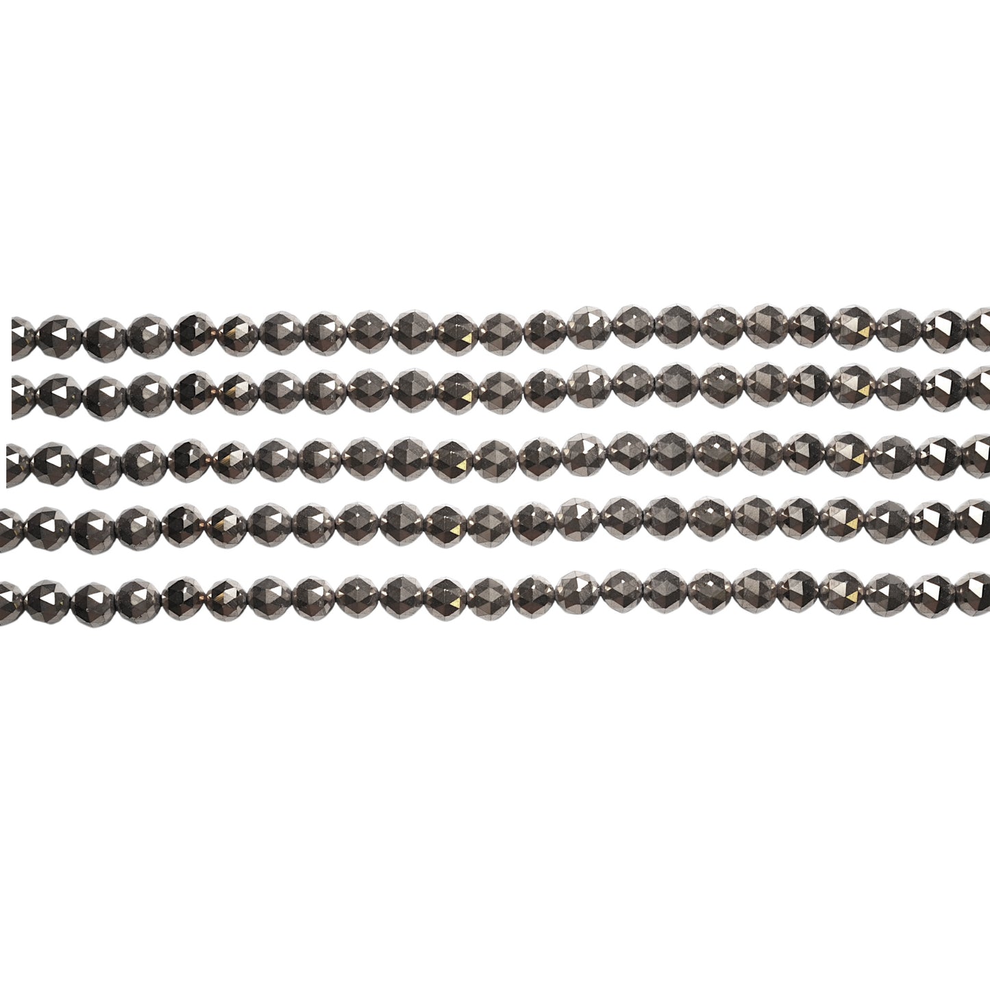 Fil de perle Hématite electroplaquée argenté boule facettée HEA-206/207 - Foliesbijoux