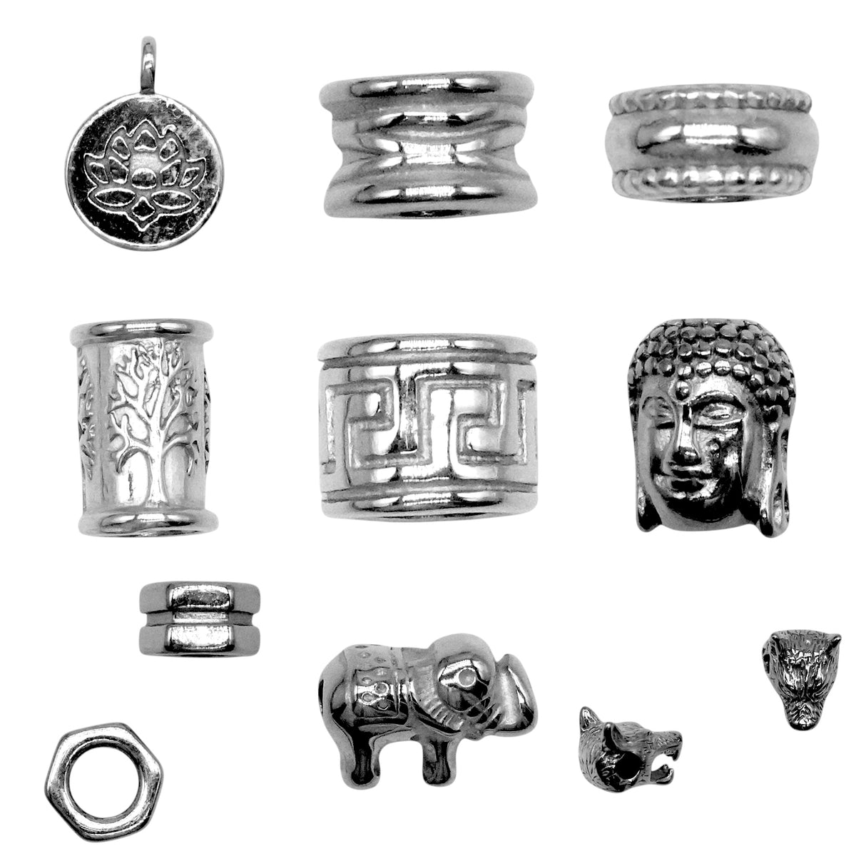 Lot de 10 breloques intercalaire acier inoxydable argenté (9 modèles disponible) - Foliesbijoux