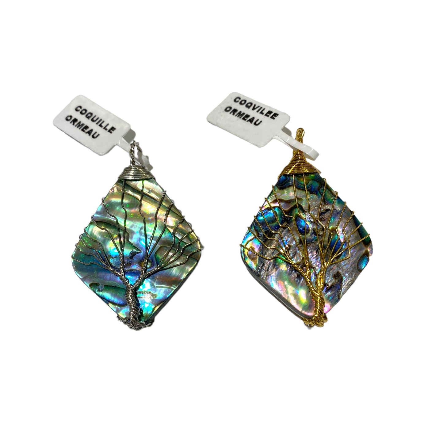 Pendentif arbre de vie ormeau forme losange - Foliesbijoux