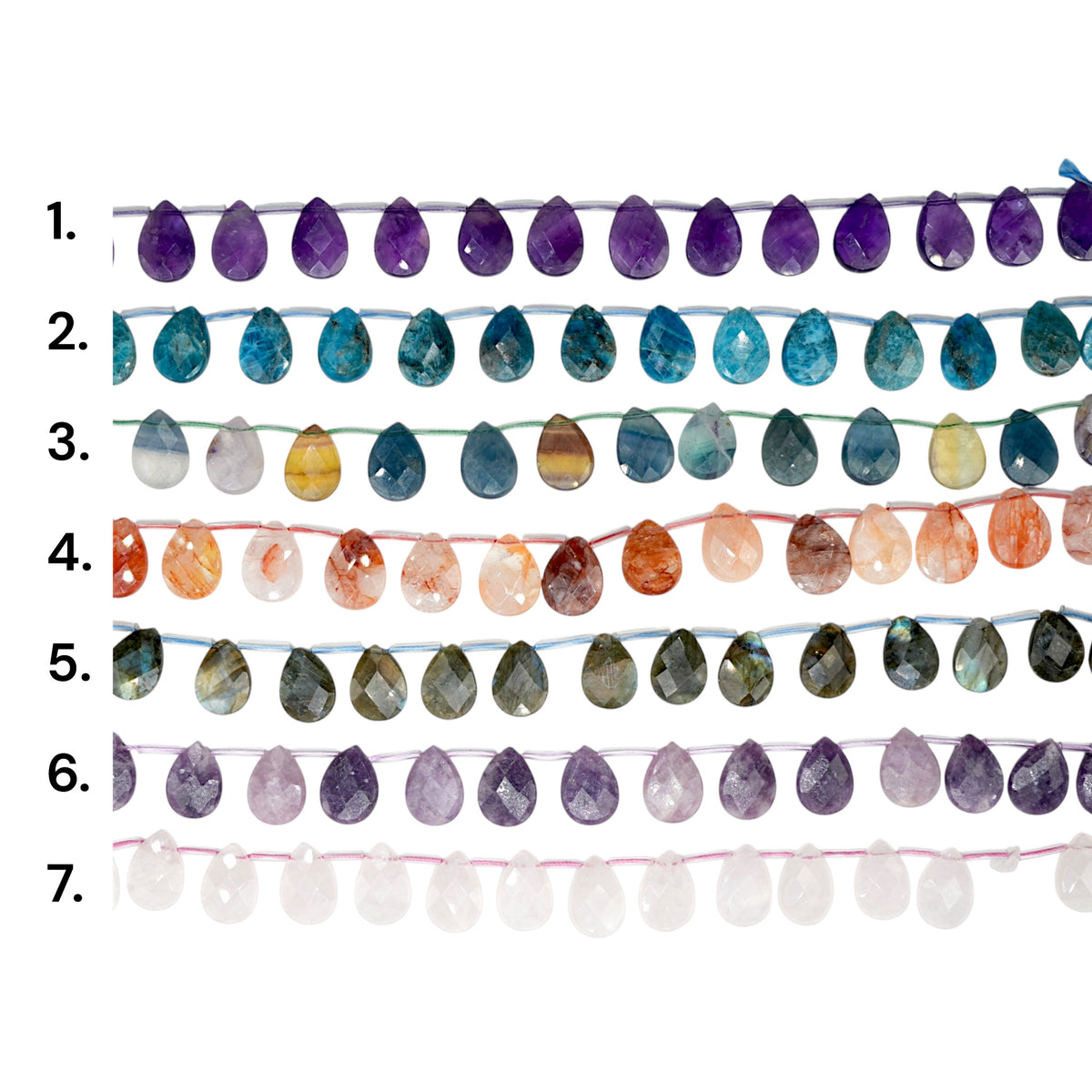 Fil de perles goutte 13x18 mm (13 pierres naturelles disponible)