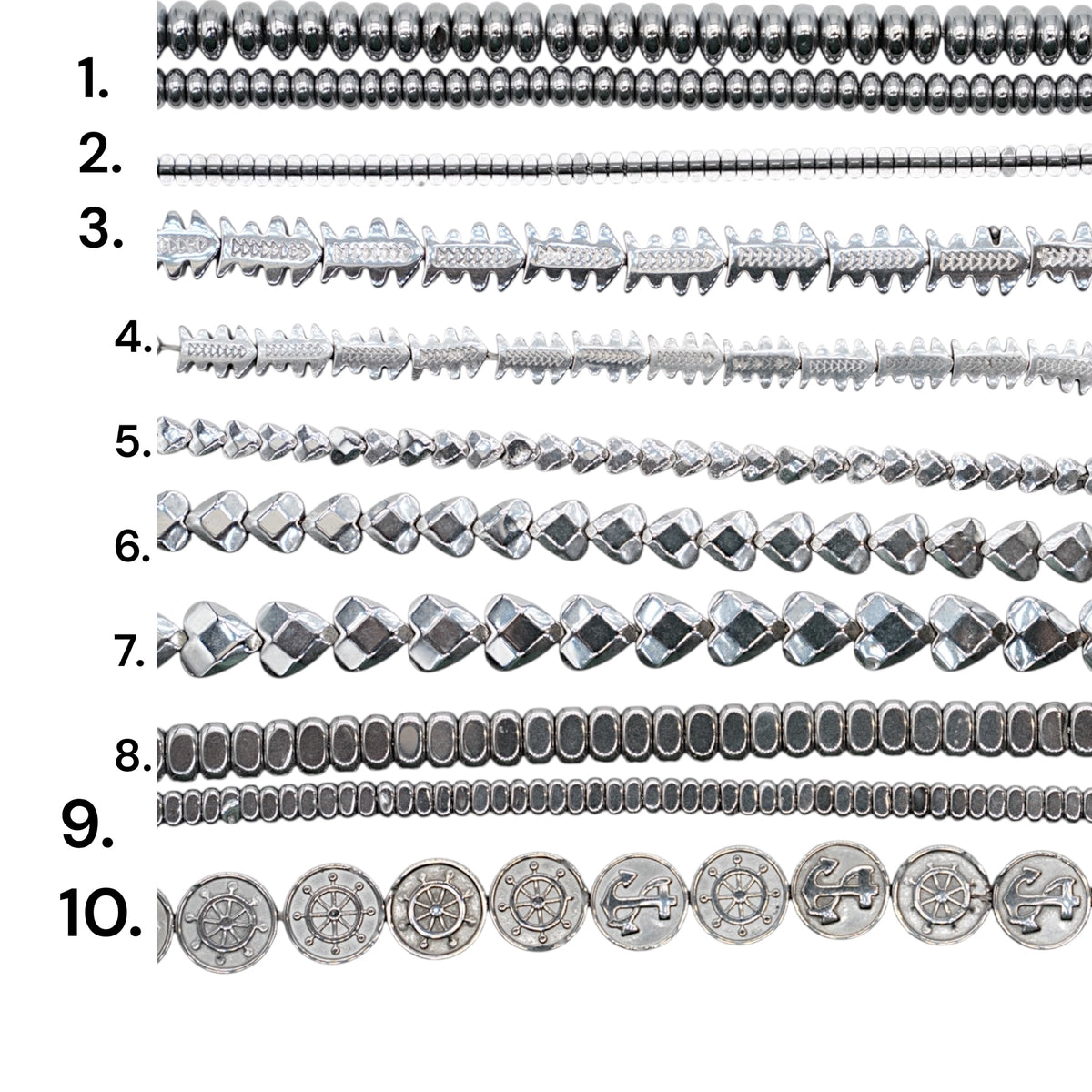 Fil de perle Hématite electroplaquée argenté HEA (270 à 280)